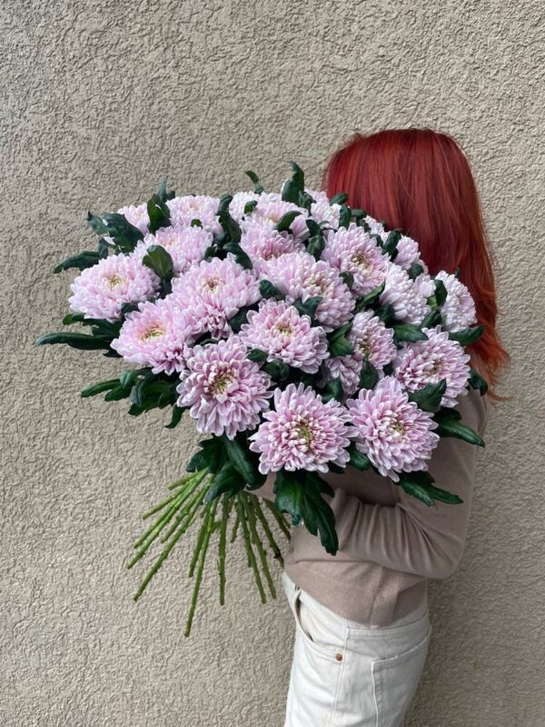 Букет из розовой Хризантемы